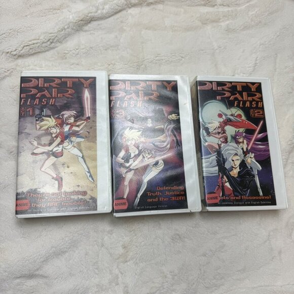 Dirty Pair Flash Anime VHS Act 1,2,3 English Sub/ Dub Clamshell Case Ex Rental - Picture 1 of 5